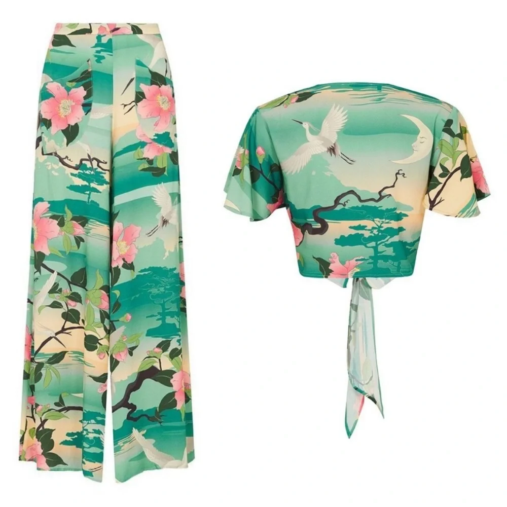 New spell nightingale crop top M & wide pants set S - Picture 5 of 16